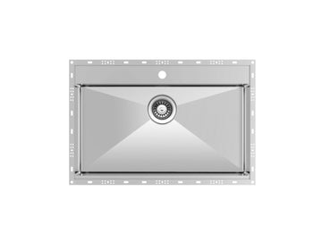 28 inch Flush Mount Large Single Bowl Stainless Steel Kitchen Sink with Low Deck - Seville TZ M662 - Sink Depot